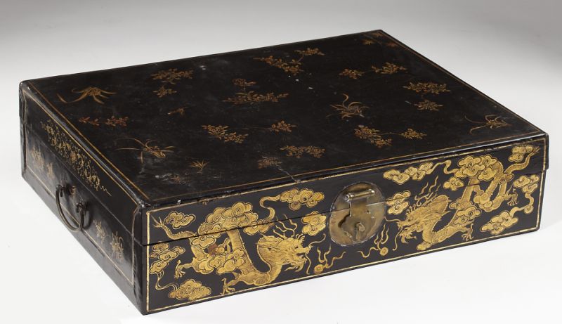 Large Chinese Black Lacquer Document