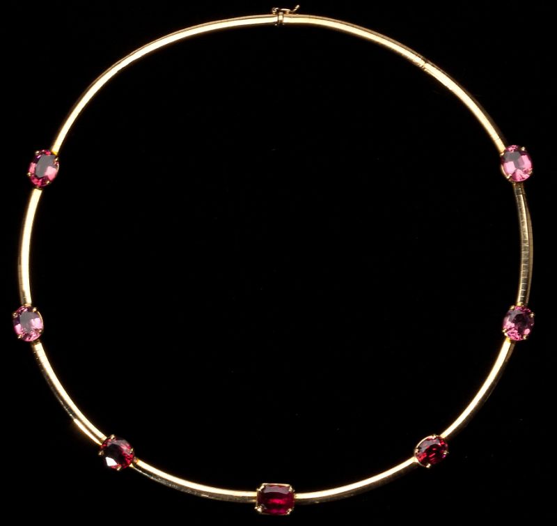 Gold and Tourmaline Omega Necklace