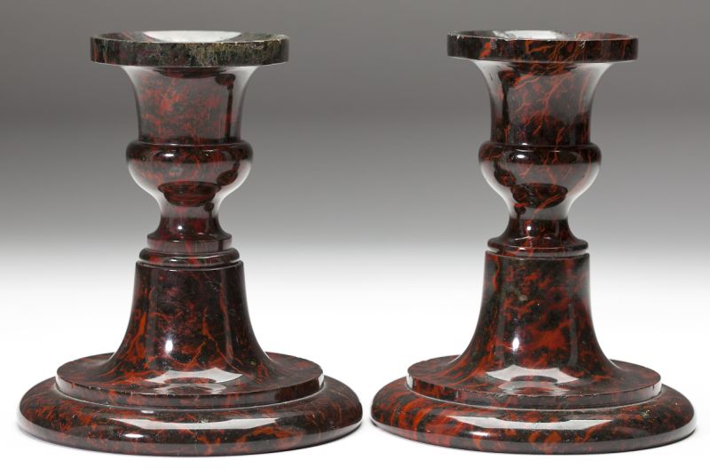 Pair of Hardstone Candlestickslikely 15c638