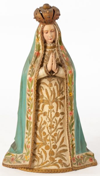 Carved and Painted Wood Madonnaearly
