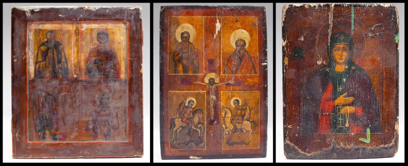 Three Russian Orthodox Icons18th