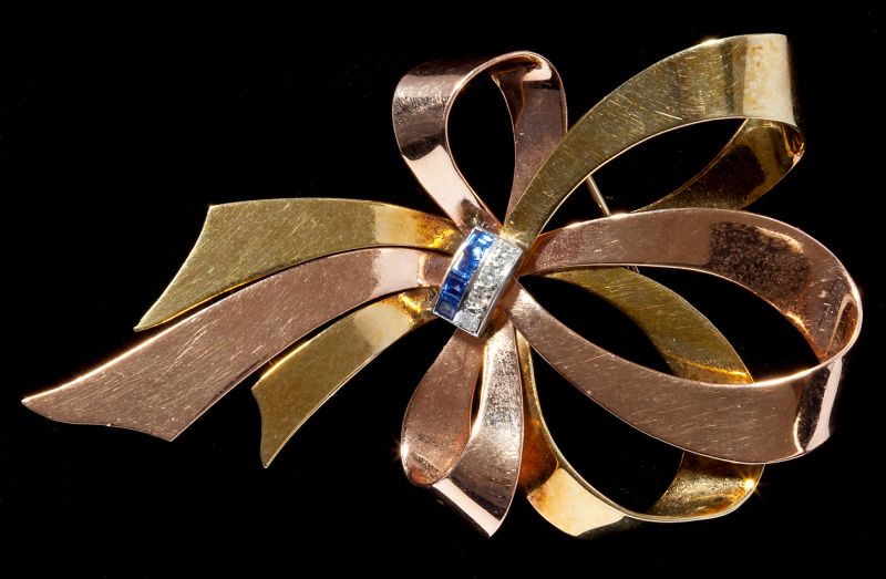 Sapphire and Diamond Bow Brooch