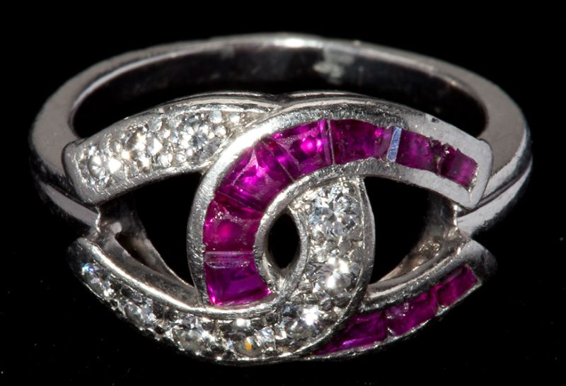 Art Deco Platinum Ruby and Diamond 15c709