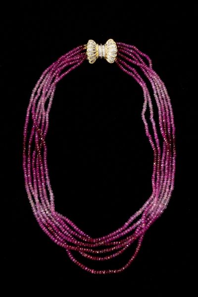 Multi Strand Ruby and Diamond Necklacecomprised 15c701