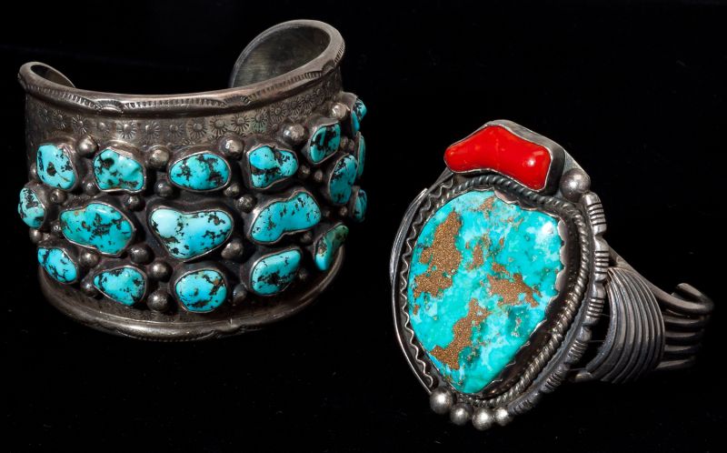 Two Navajo Silver and Turquoise