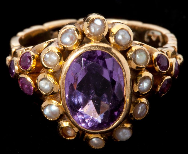 Vintage 18KT Amethyst and Seed 15c70a