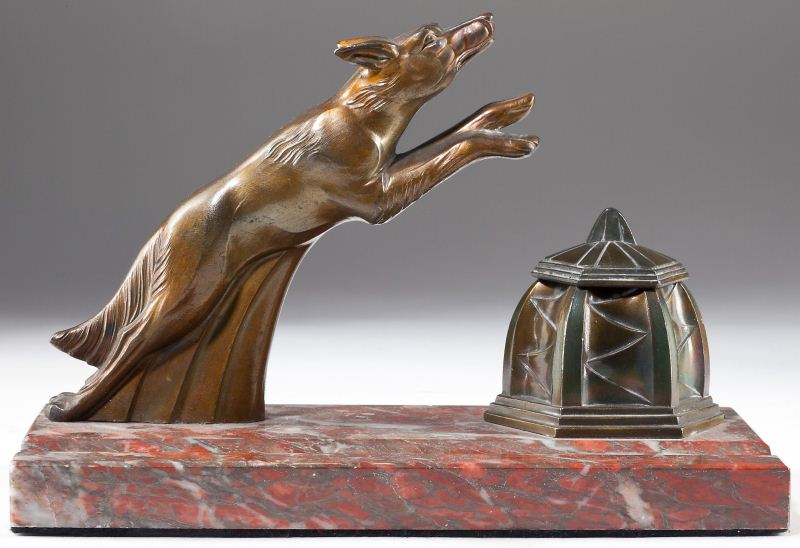 Franjou Art Deco Alsatian Inkwellbronze 15c777