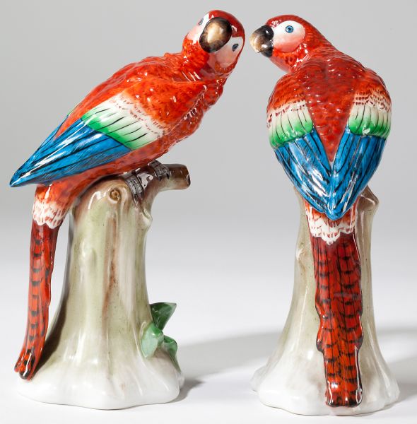 Pair of Sitzendorf Porcelain Parrotsearly