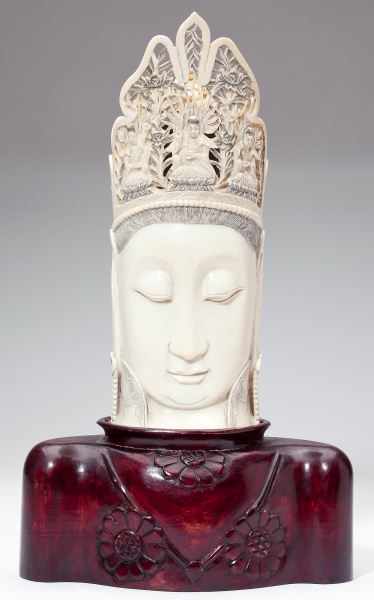 Chinese Ivory Bust of Guanyinwearing