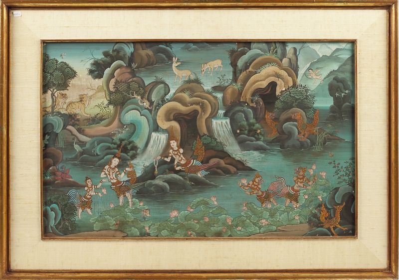 Thai Mural With Scene From the Life
