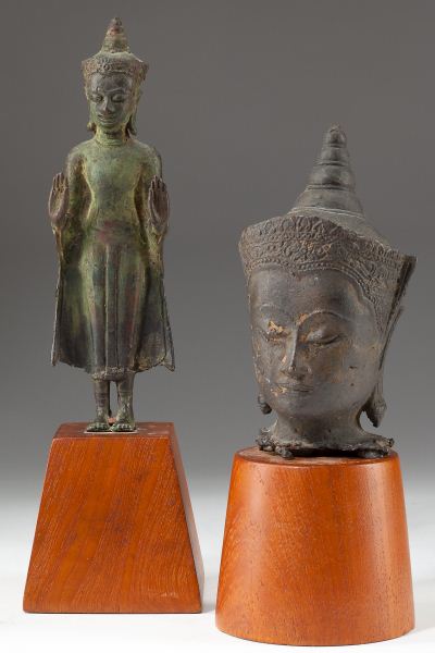 Two Thai Bronze Buddhasthe first
