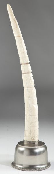 Carved Ivory Totem Tuskcirca 1880 with