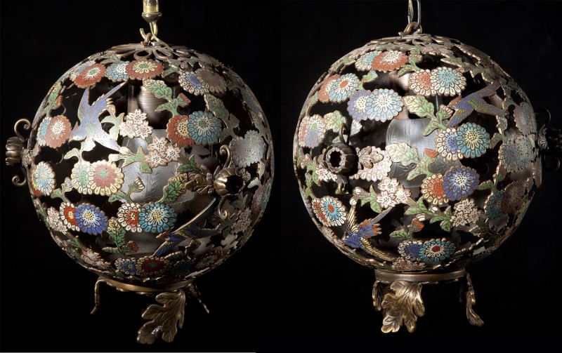 Pair of Chinese Champleve Ceiling