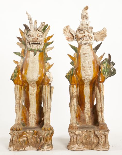 Pair of Chinese Sancai Statuesglazed 15c93f