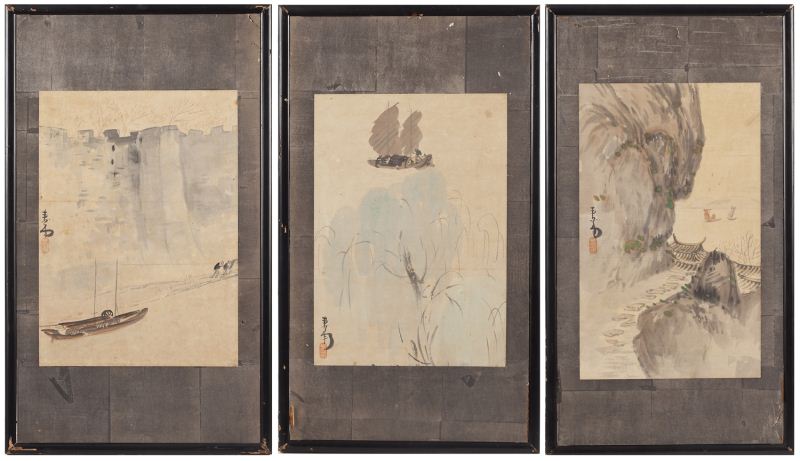 Set of Three Chinese Watercolorslandscapes
