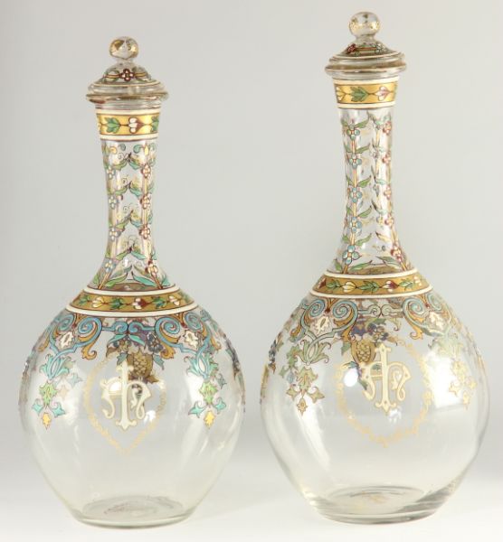 Pair of Venetian Glass Decantersenamel 15c980