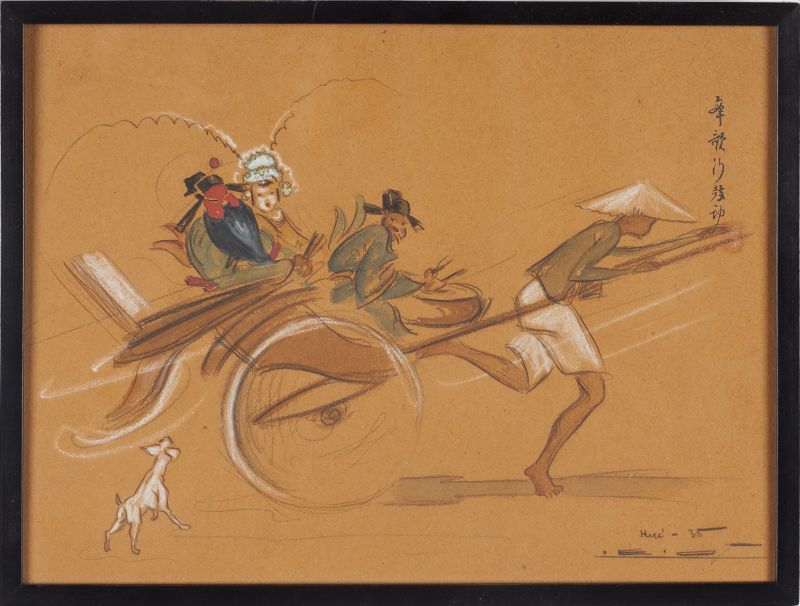 Art Deco Chinese Caricaturedepicts a