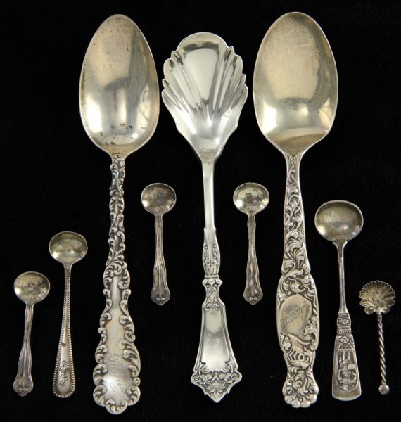 Nine Sterling Silver Spoons(3 ) serving