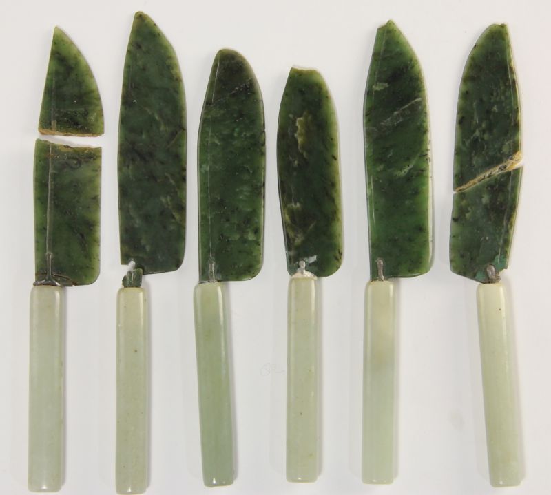 Set of Six Chinese Jade Kniveseach