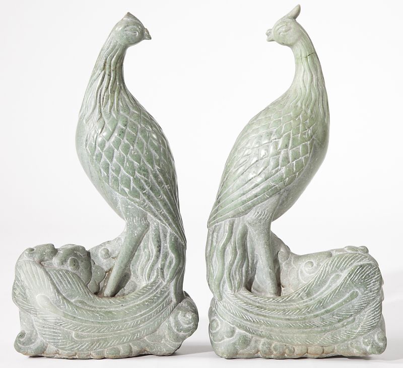 Pair of Chinese Stone Phoenix Birdshand carved 15ca9c