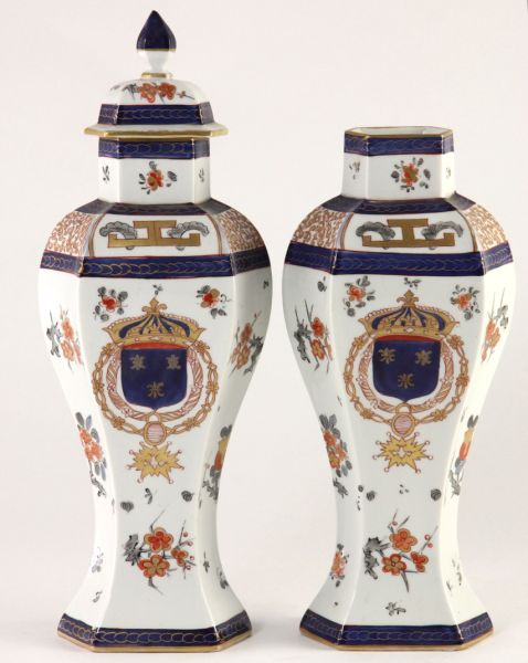 Pair of Samson Baluster VasesFrench