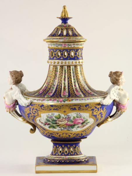 Sevres Porcelain Lidded Urn circa 1850designed