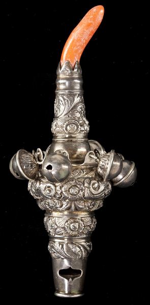 English Victorian Sterling Whistle Rattlecirca 15cace