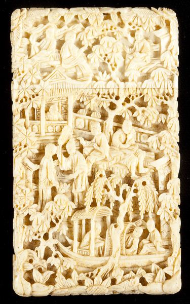 Chinese Carved Ivory Card Casecirca 15caca