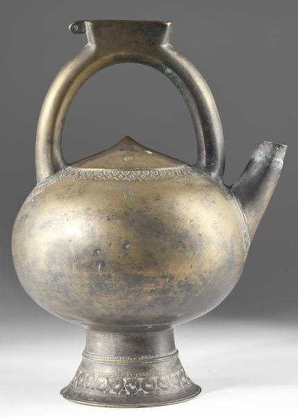 Antique Egyptian Bronze Wine Vesselpressed