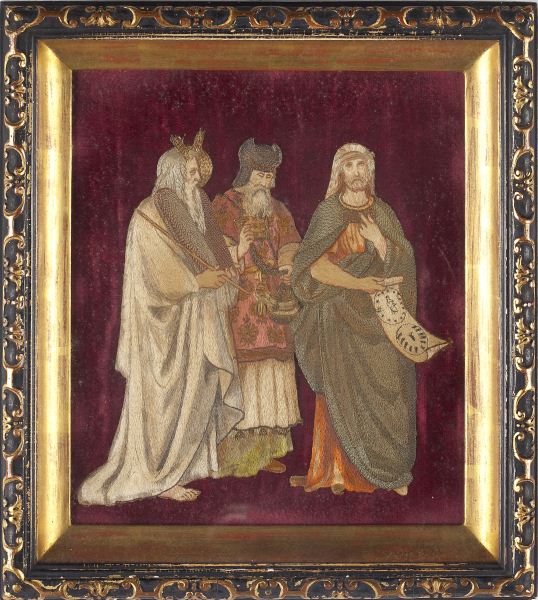 Italian Embroidery of Three Apostles18th 15cb01