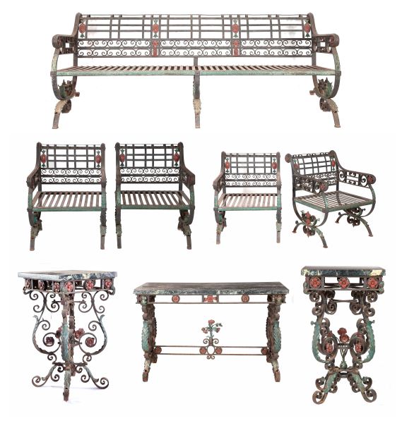 Set of Wrought Iron Garden Furniturelate19th 15cb30