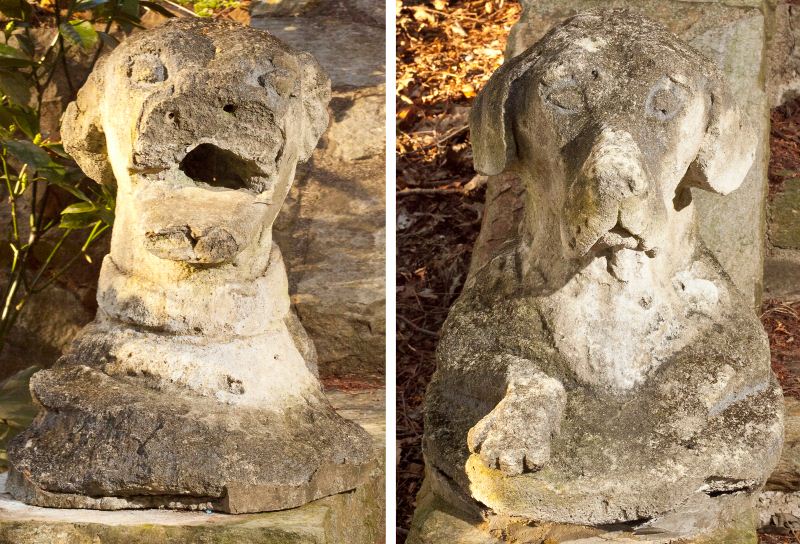 Pair of Italian Carved Stone Dog 15cb39