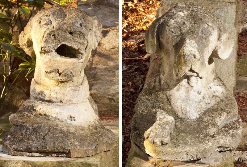 Pair of Italian Carved Stone Dog