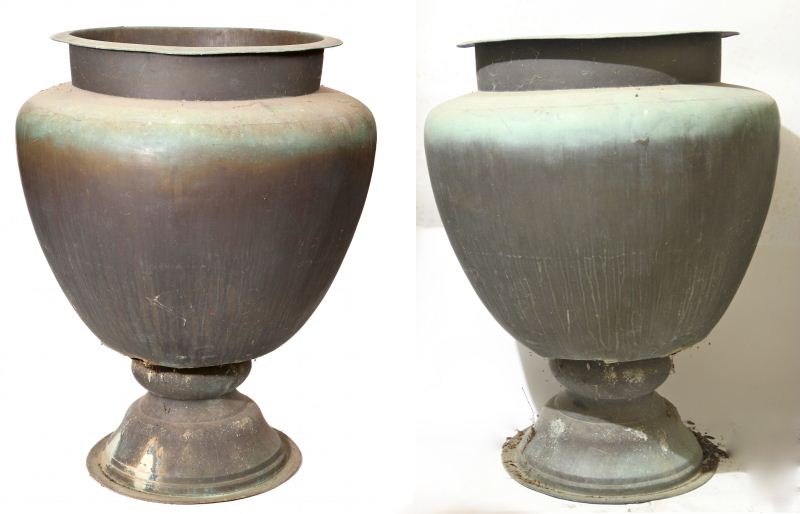 Pair of Large Copper Garden Urns19th