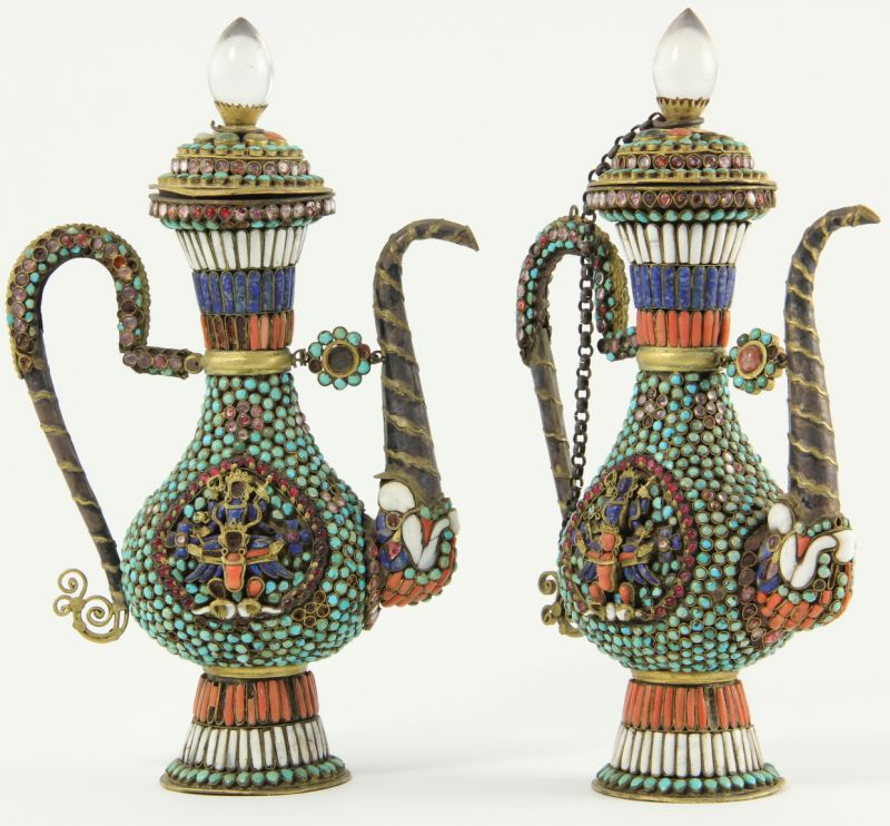 Pair of Nepalese Jeweled Ewerscirca 15cb7d