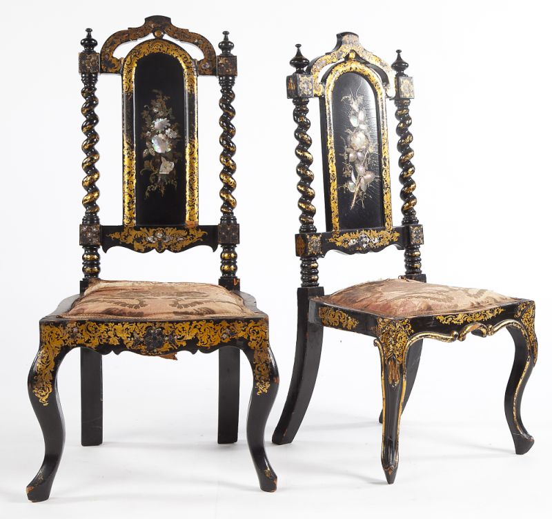 Pair of English Black Lacquered 15cb75