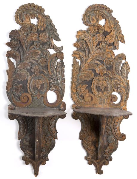 Pair of French Carved Wood Hanging