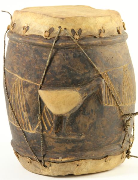 African Wooden Drum with Hidesearly