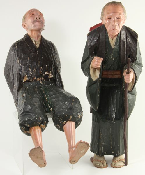 Pair of Carved and Painted Japanese 15cbe4