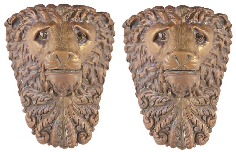 Pair of Italian Brass Lion Garniturescirca 15cbf1