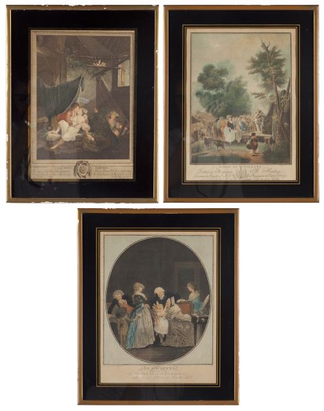 Three French Engravings 18th Century''Les