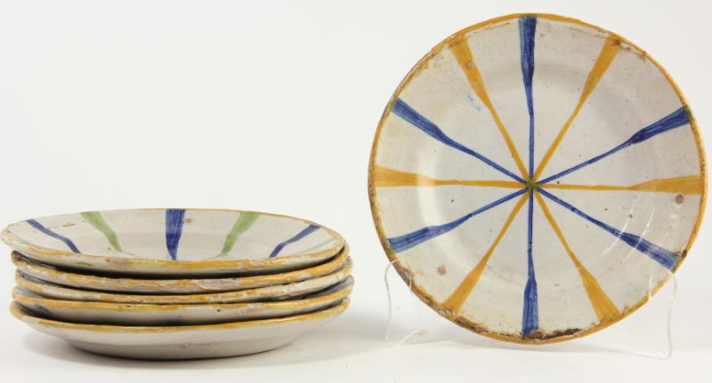 Set of Six Italian Pottery Platesearly