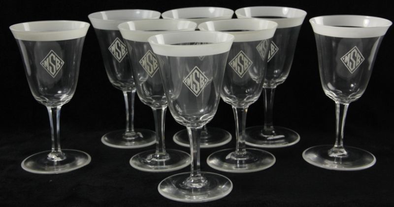 Set of Eight Monogrammed Gobletsclear 15cc67