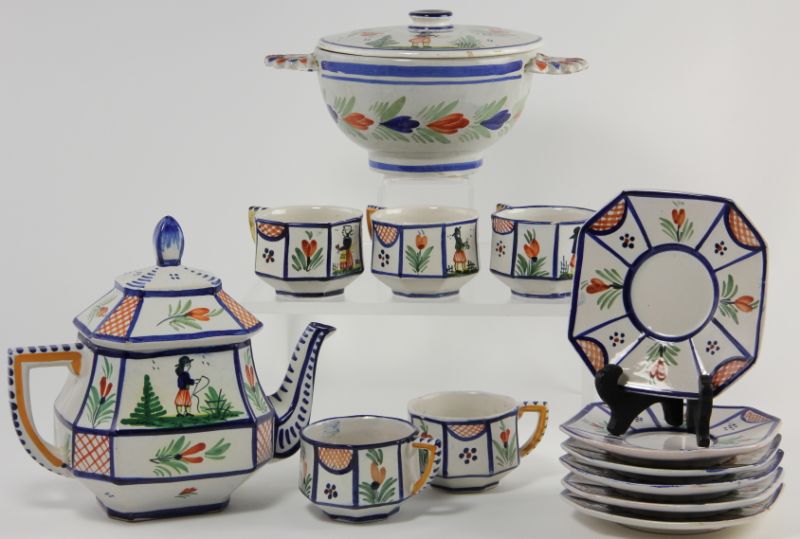 Quimper Tea Set(13) pieces including: