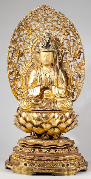 Japanese Gilt Lacquered Wood Buddha18th 15cc84