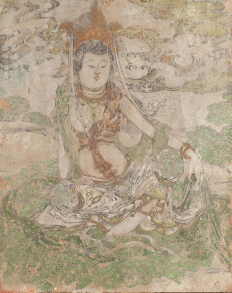 Chinese Sung Style Fresco Painting19th 15ccec
