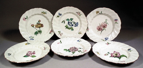 Six 18th century Tournay porcelain