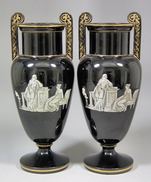 A pair of Victorian black glass 15cd37
