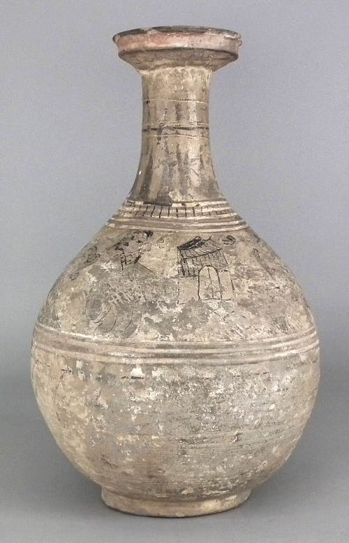 A Chinese pottery bottle shaped