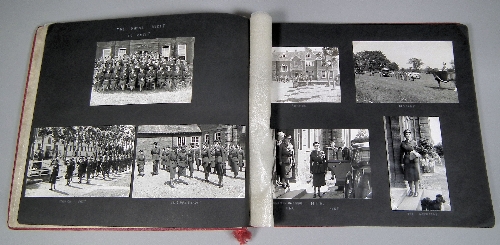 A 1950s red leatherette covered photograph